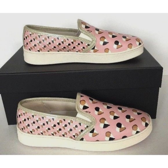New Coach Style C117 FG2113 Slip on Heart Print Women's Shoes Size 5.5 B Blush - Picture 5 of 6